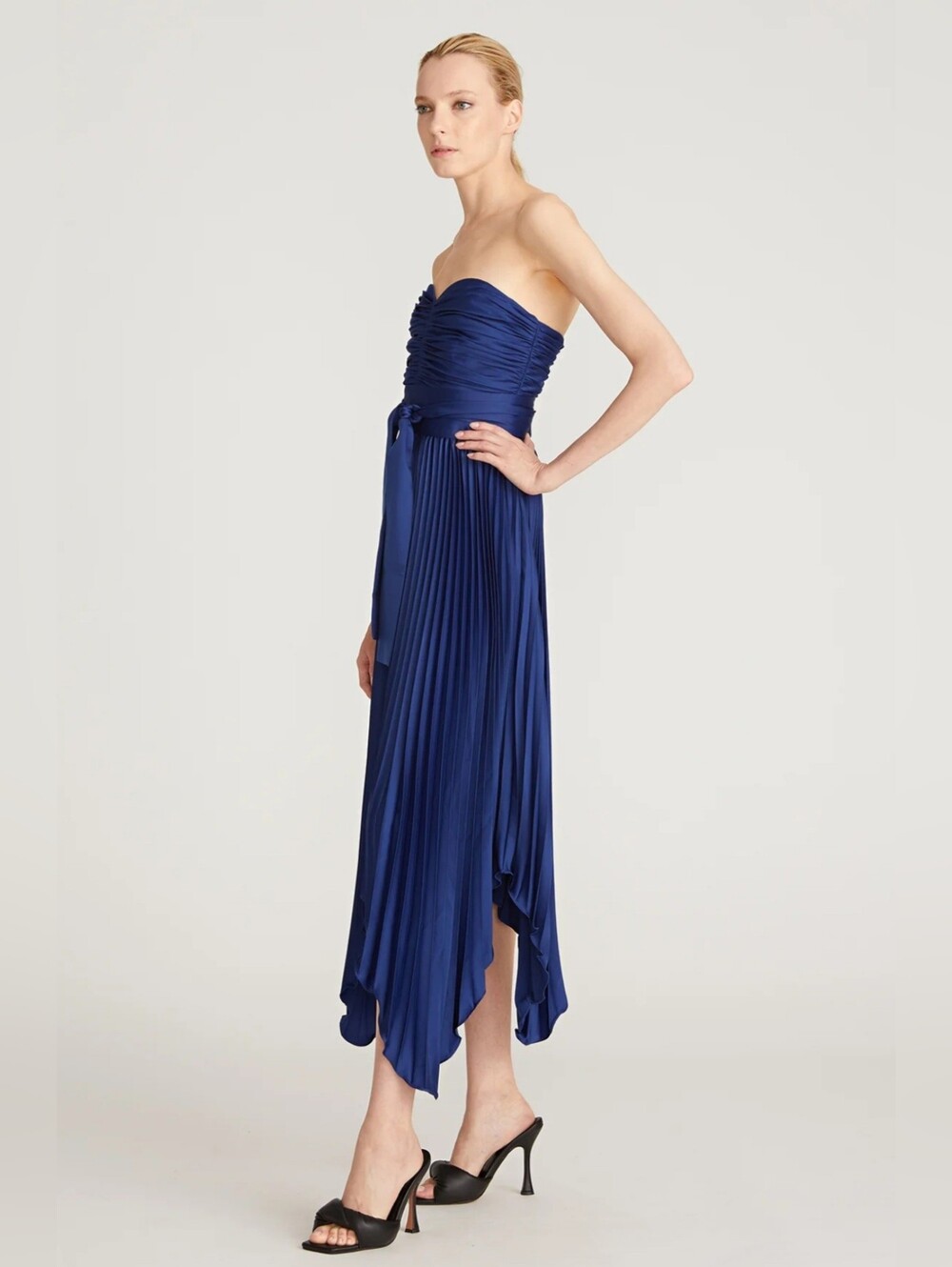 Amur Khloe Sweetheart Satin Dress Muted Blue Size 4 Retail $ 598 - Picture 4 of 16